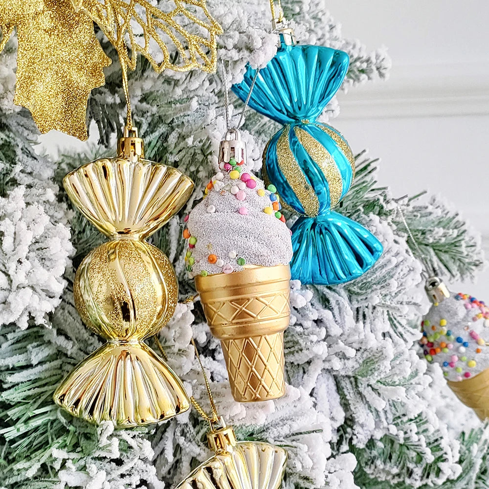 Mix Cute Candy Donuts Cupcake Ice Cream Cone Christmas Ornaments Kit Christmas Tree Hanging Decorations Gifts Navidad Natal