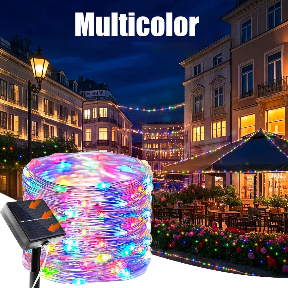 7M/12M/22M/32M/42M Solar Christmas String Lights IP65 Waterproof Christmas tree lights 8 modes Halloween Party Fairy Lights