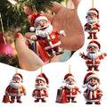 Santa Claus 6-Piece Set 2D Flat Acrylic Pendant Car Keychain Car Rearview Mirror Backpack Pendant Home Decoration Pendant