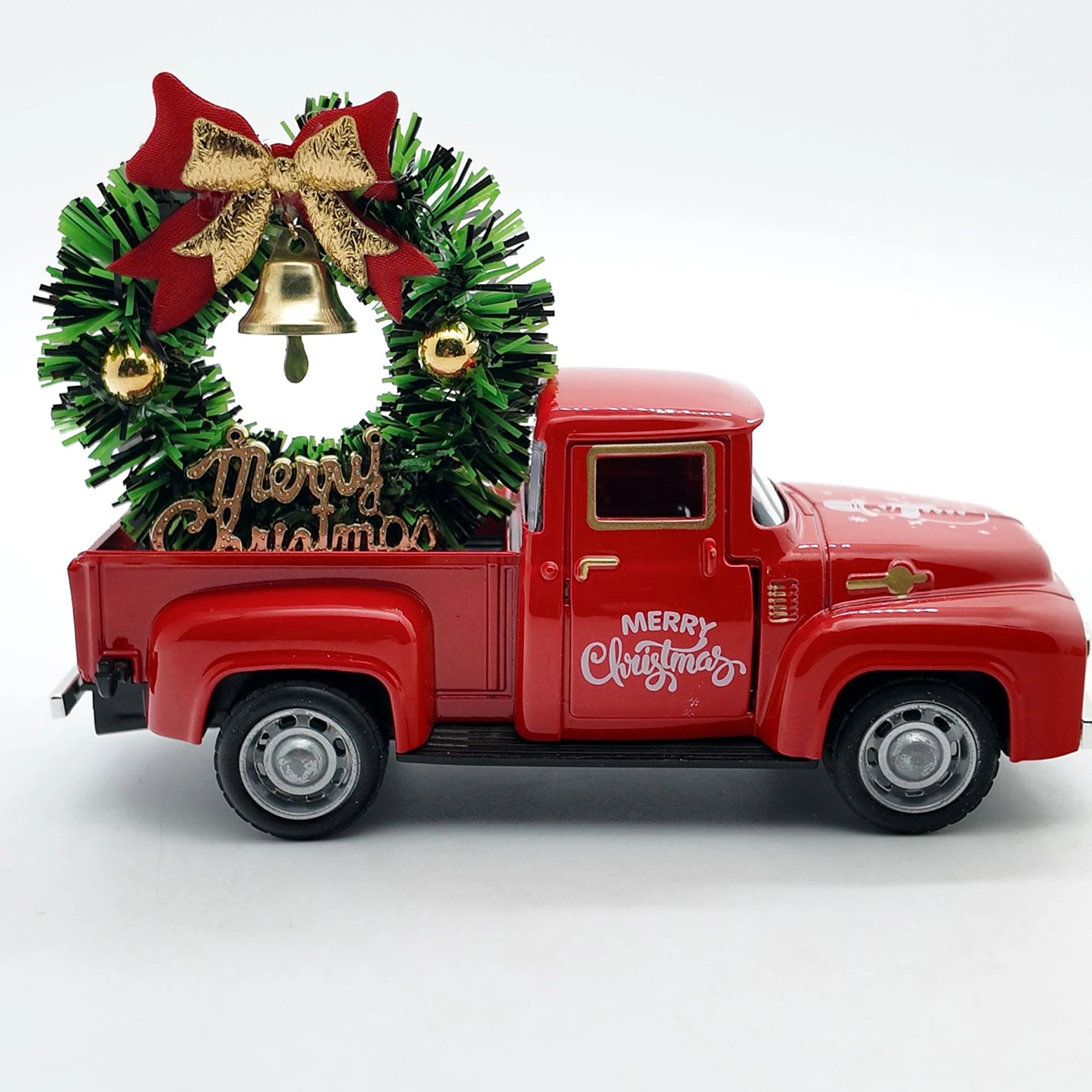 Christmas Table Decoration Mini Snowman Truck with Wreath Figurine Desk Statues Centerpieces for Home Party Decor
