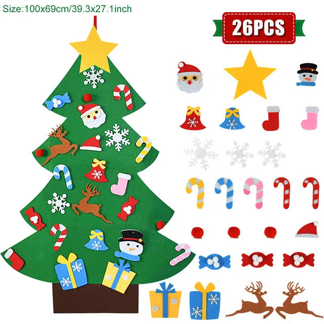 DIY Felt Christmas Tree Christmas Decoration for Home Navidad 2022 New Year Christmas Ornaments Santa Claus Xmas Kids Gifts