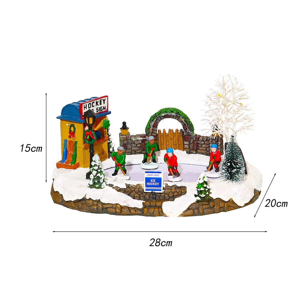 Christmas Luminous House Ornaments Scene Figurine Snow House Figurine Party Favors LED Light and Music for Home Holiday Table