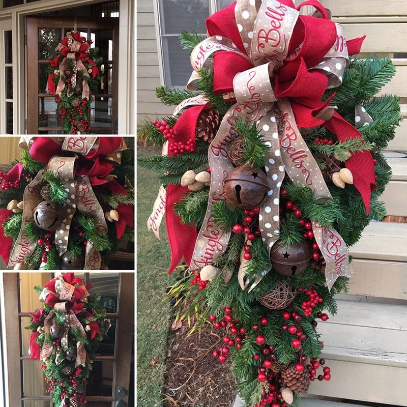 Christmas Door Hanging Garland Decoration Christmas Wreath Home Party Garland Christmas Flowers Window Deco Craft New Year