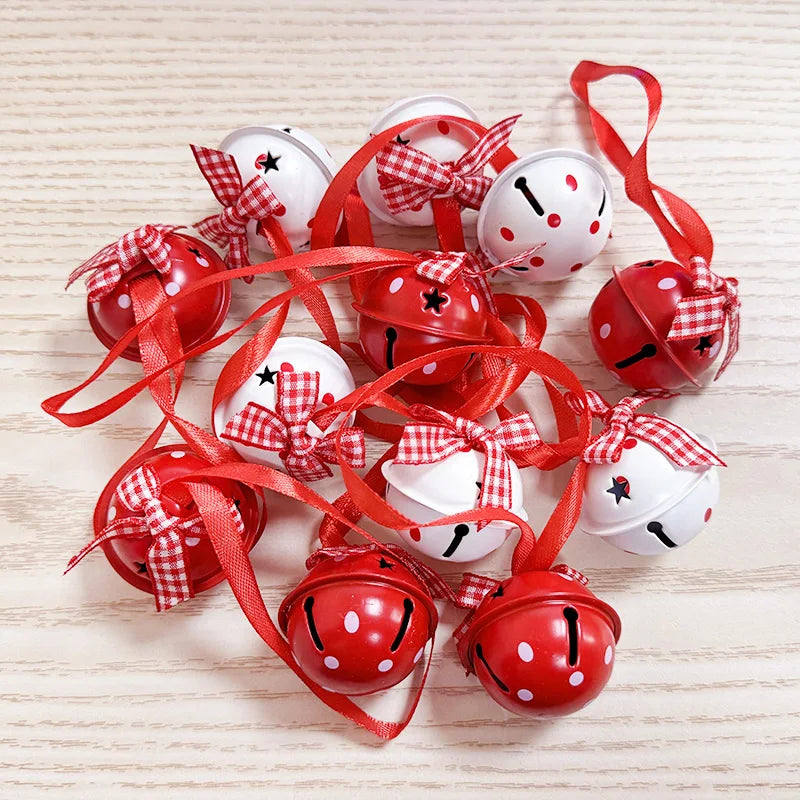 12Pcs Snowflake Christmas Jingle Bells Metal Decorative Pendant Xmas Tree Hanging Ornament 2025 New Year Home Party Decorations