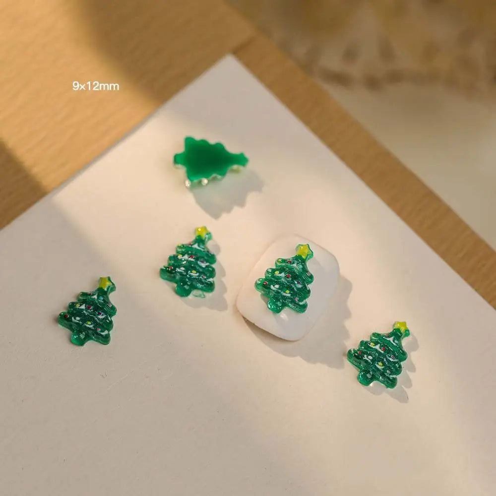 10Pcs/set Nail Supplies Christmas Nail Decorations Xmas Nail Charms Manicure Ornaments Christmas Nail Accessories Christmas Tree