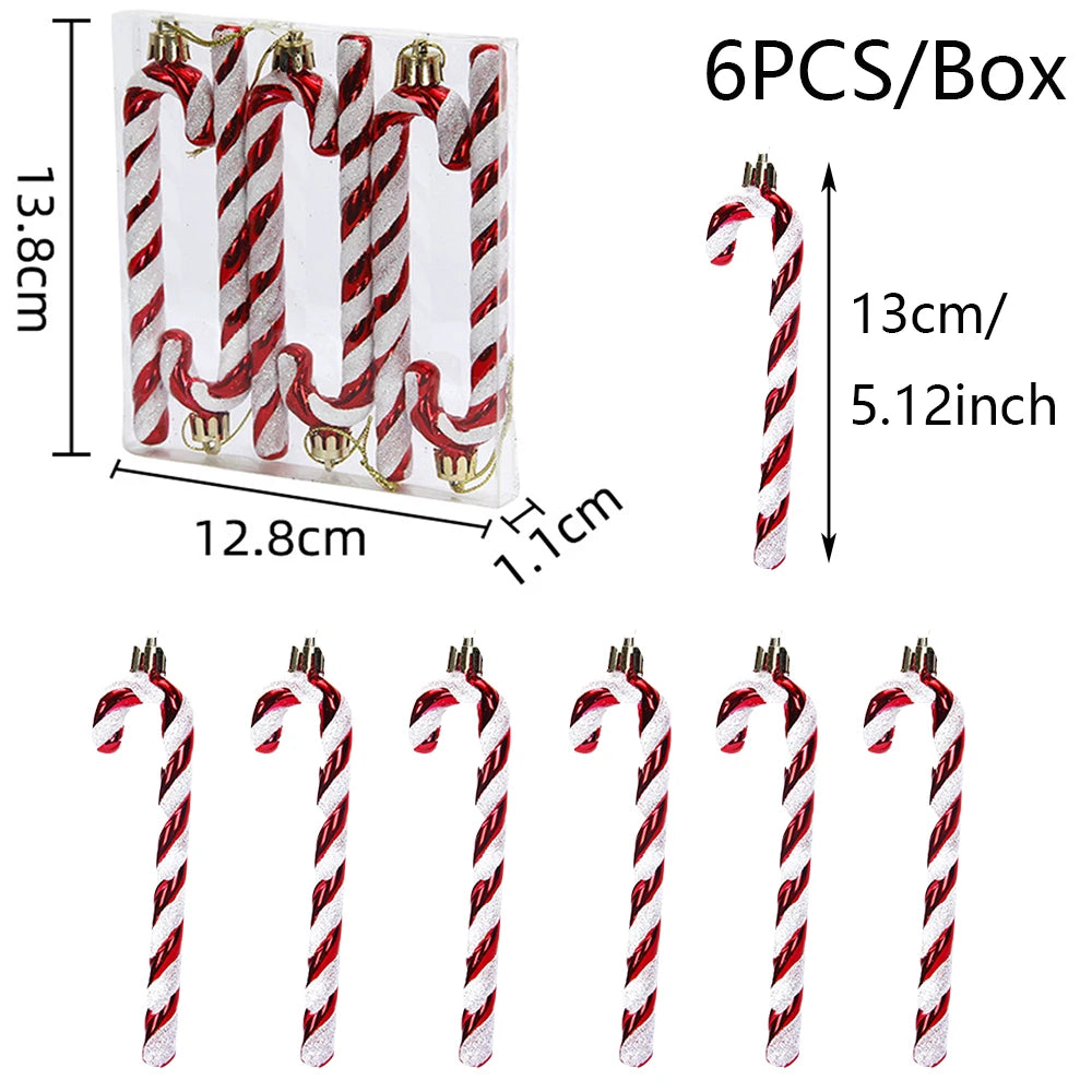 Christmas Candy Ornament Set Xmas Tree Decor Hanging Red Christmas Party Lollipop Candy Cane Pendant Decorations New Year Gift