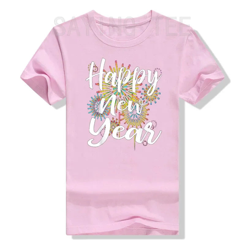 New Years Eve Happy New Year 2025 Gift Fireworks T-Shirt for Women Men Family Matching Outfits Cute Present Aesthetic Clothes