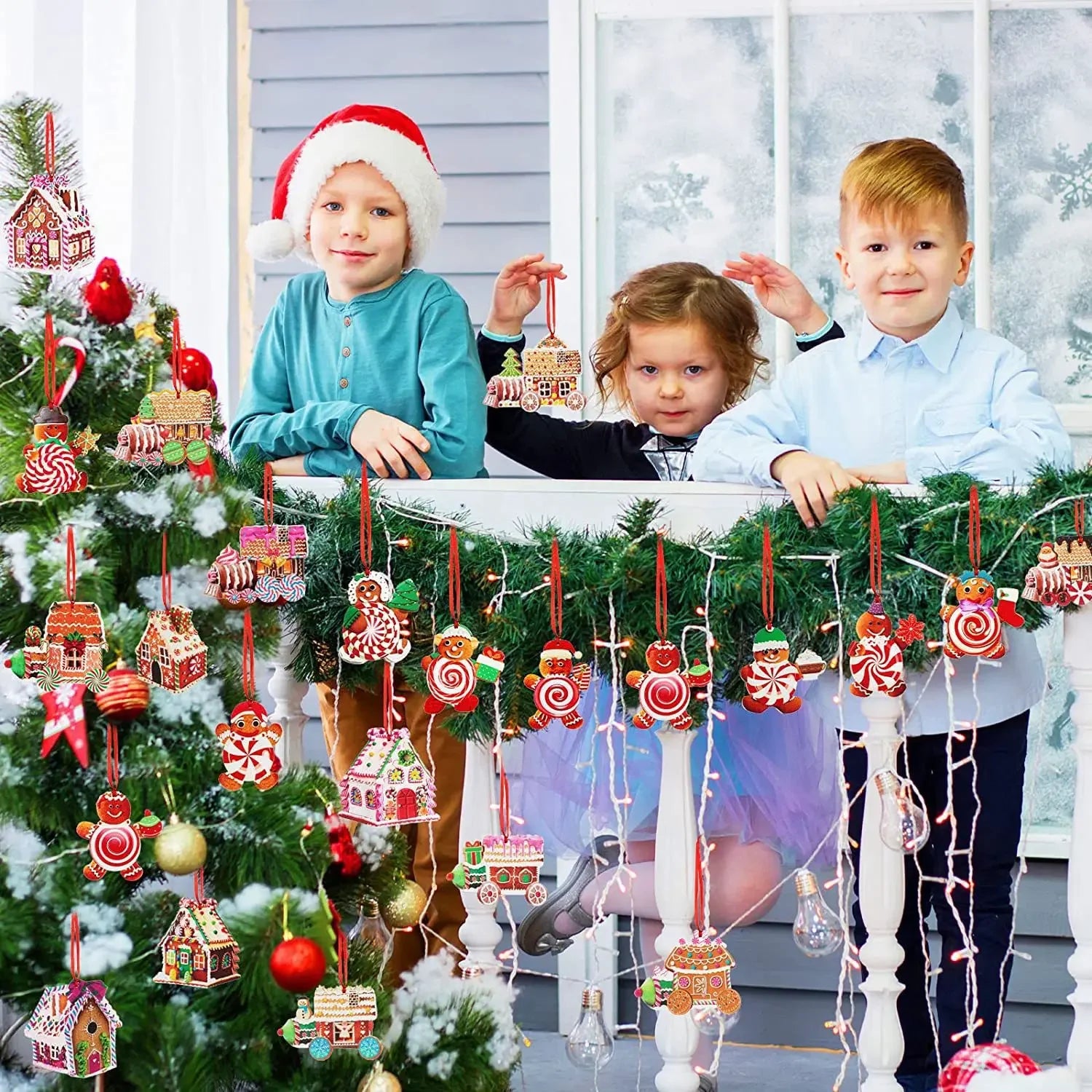Christmas Decorations Wooden Colorful Candy House Decorations Christmas Tree Decorations Home Hangings Handmade Christmas Sets