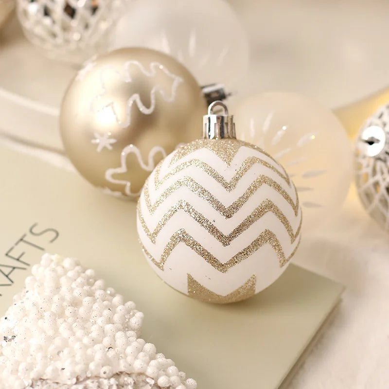 New Christmas Decorations 16 Champagne Gold White Ball Ornaments Christmas Tree Hanging Decorations Home Party Decorative Pieces