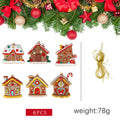 6pcs/Set Gingerbread House Pendants Christmas Tree Hanging Ornament 2024 Noel Navidad Home Decoration New Year Gift 2025
