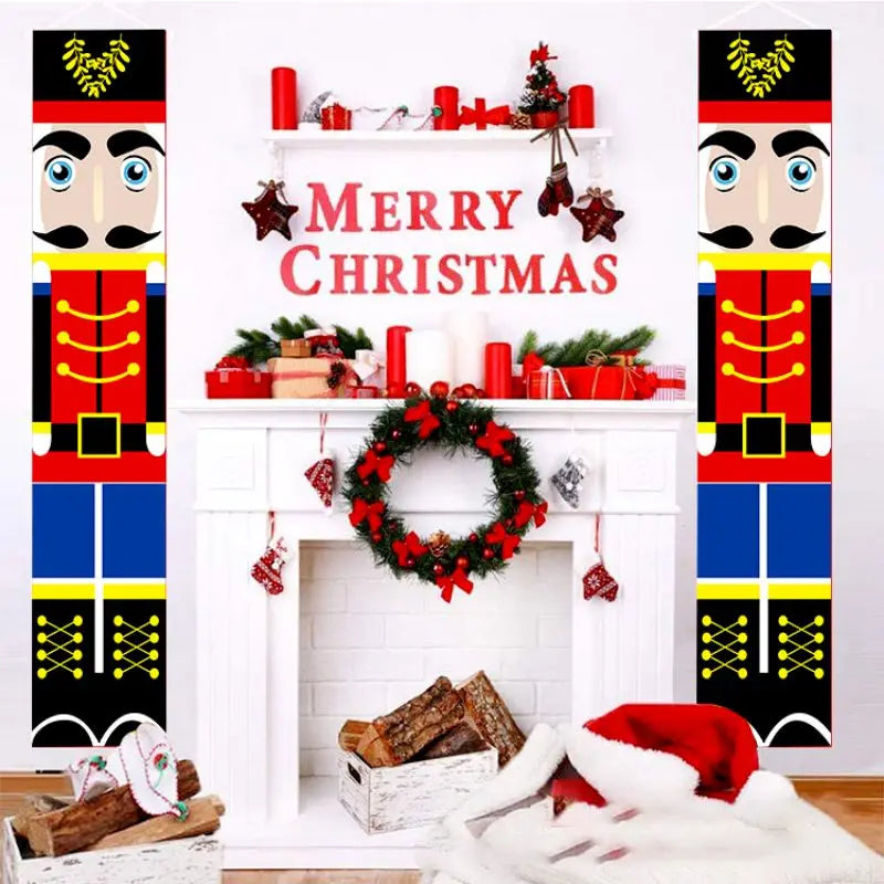 Christmas Door Decoration Merry Christmas Snowman Santa Banner Xmas Hanging Ornament Decoration for Home Happy New Year 2023