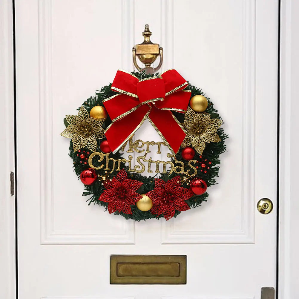 Christmas Door Decor Wreaths Realistic Hanging Wreath Garland Decoration Versatile Bow/Berry/Santa/Reindeer for Home Party Decor