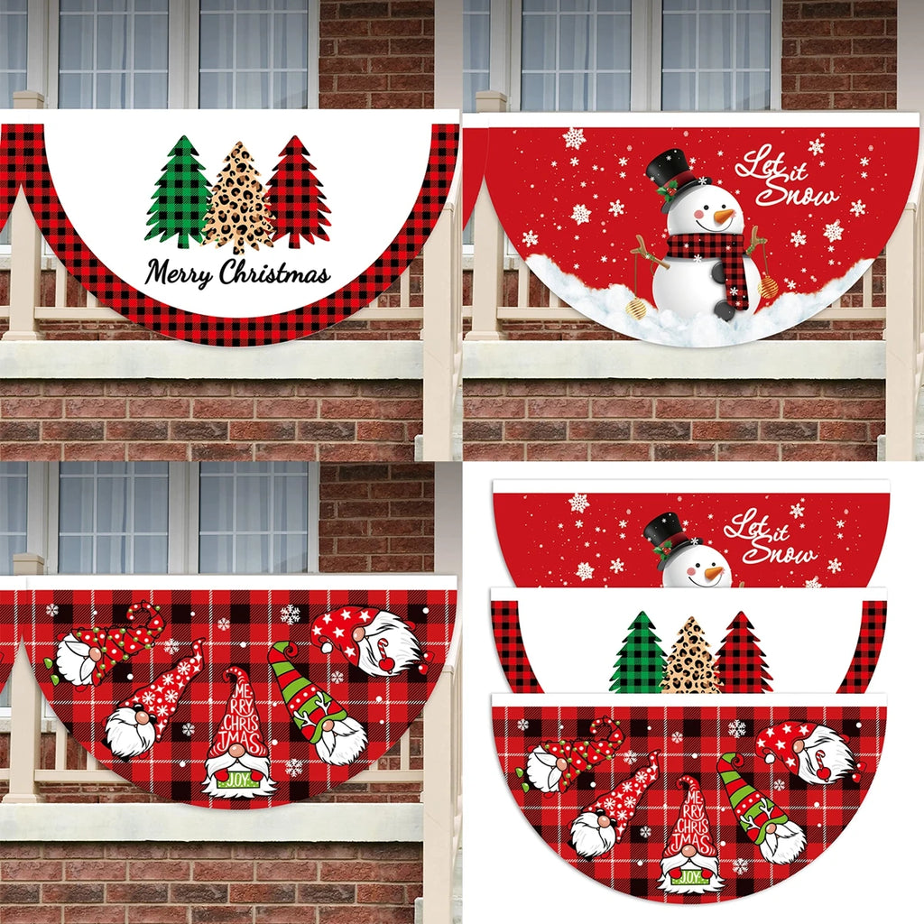 Christmas Outdoor Fan-shaped Flag Banner Merry Christmas Decoration for Home 2024 Xmas Ornament Navidad Natal Noel New Year 2025