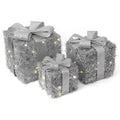 Lighted Gift Box Set of 3,Christmas Decoration Boxes with Bow, Pre-Lit Present Boxes with Warm Lights,Yard Christmas Decorations