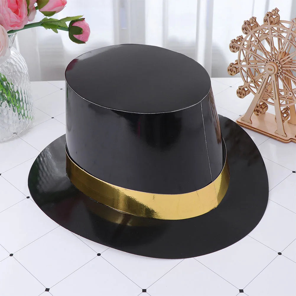 6 Pcs Black Gold Hat New Year Party Accessories for Year’s Cosplay Paper Hats Happy Top Favor Eve Man Years Favors Adult