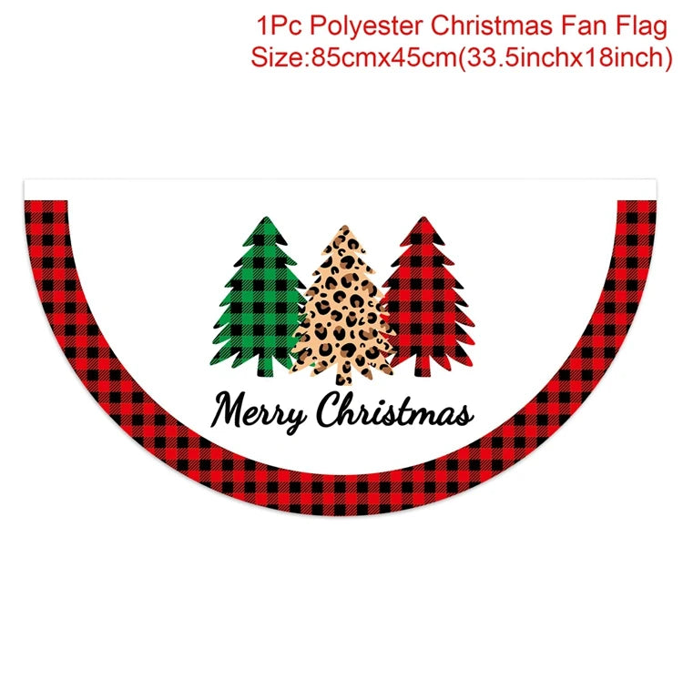 Christmas Outdoor Fan-shaped Flag Banner Merry Christmas Decoration for Home 2024 Xmas Ornament Navidad Natal Noel New Year 2025