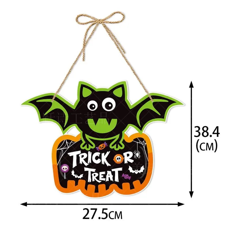 Halloween Party Door Decorations Horror Pumpkin Ghost Bat Hanging Pendent paper Sign for Home Halloween Festival Party Decor