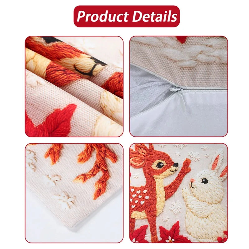 4pcs Merry Christmas Cushion Cover Home Decorations 2025 Christmas Ornament Pillow Case Xmas Navidad Gifts New Year Gifts 2026