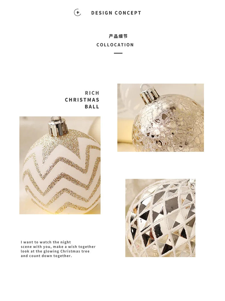 New Christmas Decorations 16 Champagne Gold White Ball Ornaments Christmas Tree Hanging Decorations Home Party Decorative Pieces