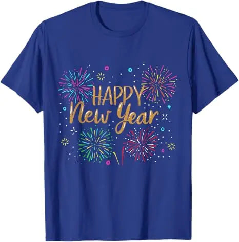New Years Eve Party Supplies NYE 2025 Happy New Year Confetti Short Sleeve T-Shirt Funny Fireworks Graphic Outfit Saying Tee Top