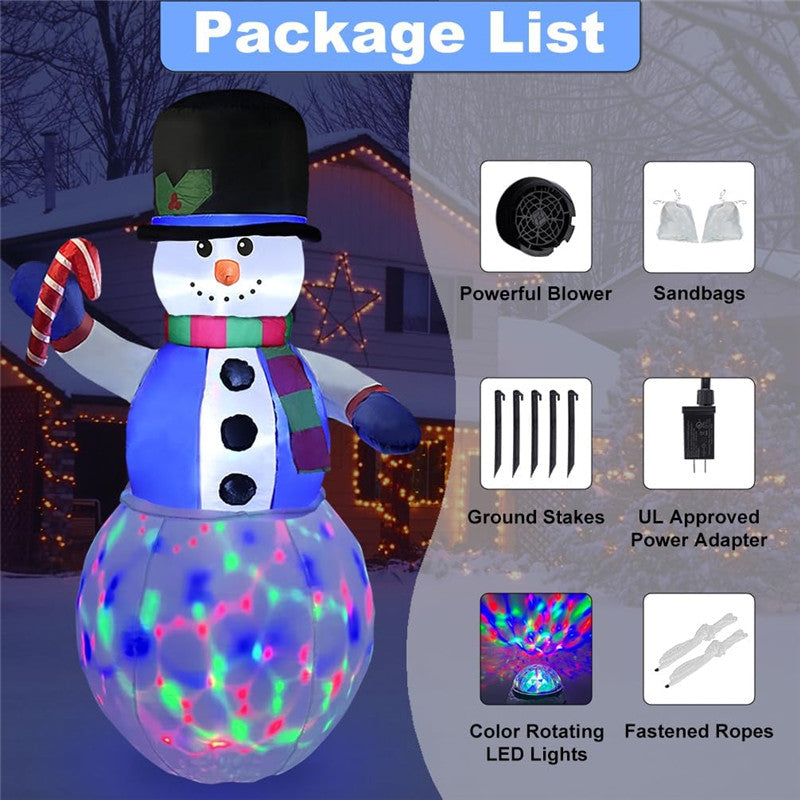 Christmas Decoration 1.8m Inflatable Gentleman Snowman with LED Lights Xmas New Year Party Indoor Outdoor Inflatable Ornament