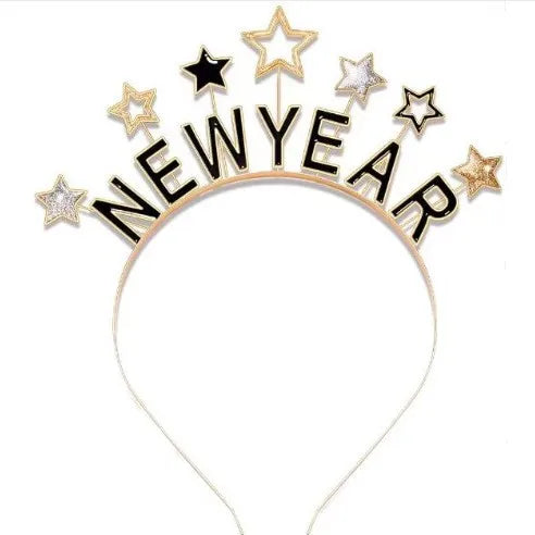 1pcs Happy New Year Headbands for Women Men Girls Boys Rhinestone Headband Eve Party Supplies