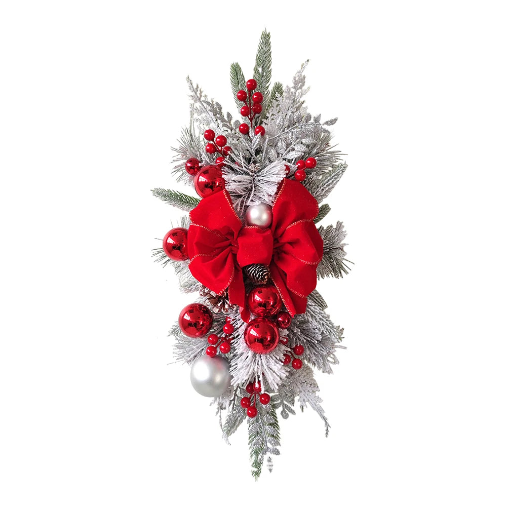 Red Christmas Wreath Home Atmosphere Decorative Garland Stair Decoration Holiday Wreath Home Door Window Decoration Accessories