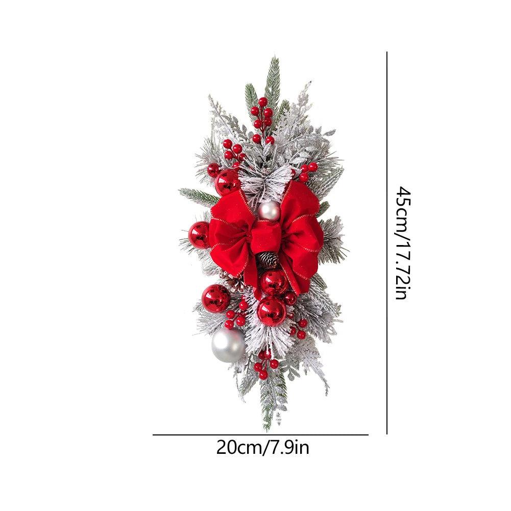 Red Christmas Wreath Home Atmosphere Decorative Garland Stair Decoration Holiday Wreath Home Door Window Decoration Accessories