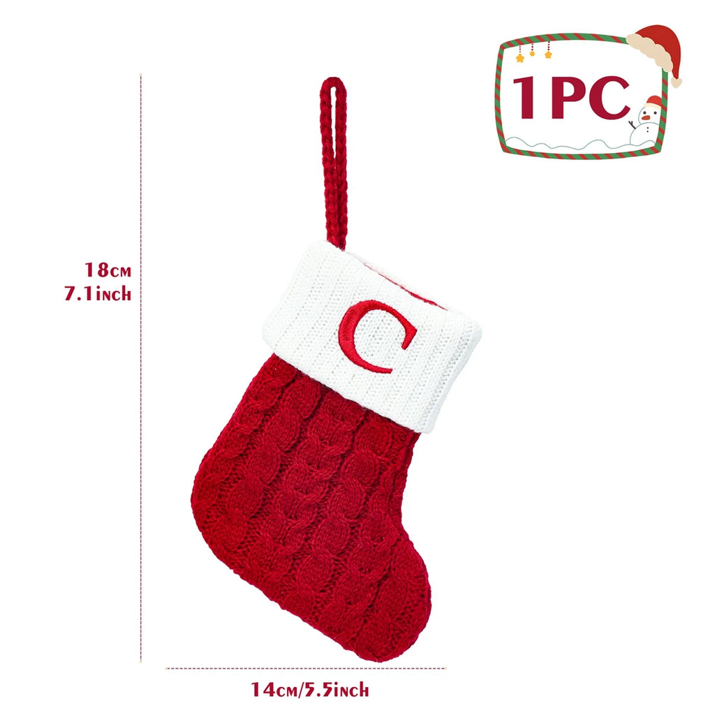 Christmas Socks Knitting Snowflake Letter Stocking Christmas Decoration 2025 For Home Xmas Tree Ornament Gift Navidad Natal 2026