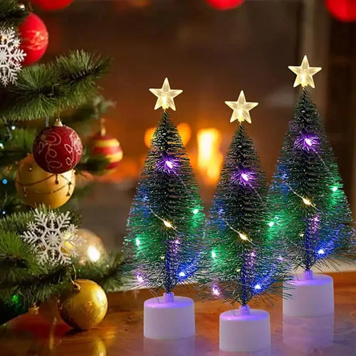 1Pc Led Colorful Mini Pine Needle Christmas Tree, Holiday Atmosphere Decoration, Tabletop Window Display Ornament, Desktop Ornam
