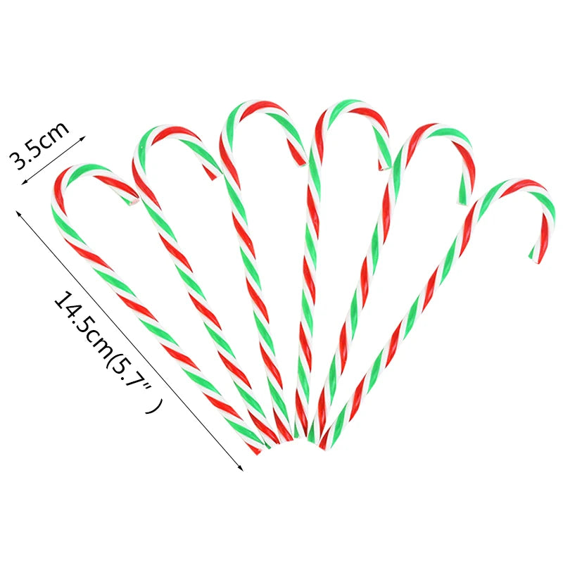 6pcs Christmas Candy Cane Pendants Red Candy Crutch Xmas Tree Hanging Decoration For Home New Year Gifts Navidad Noel Ornaments