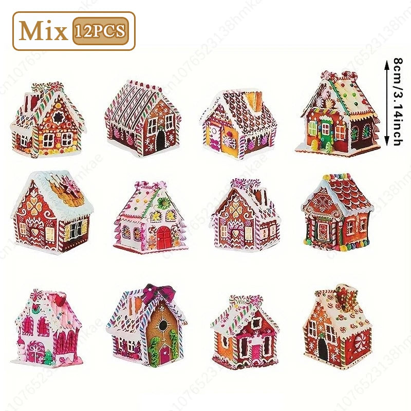Christmas Decorations Wooden Colorful Candy House Decorations Christmas Tree Decorations Home Hangings Handmade Christmas Sets