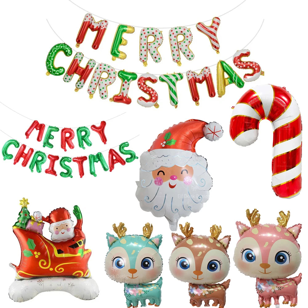 Christmas Decorations Merry Christmas Balloon Santa Claus Christmas Elk Foil Balloon Xmas Party Supplies 2025 ﻿Decoration