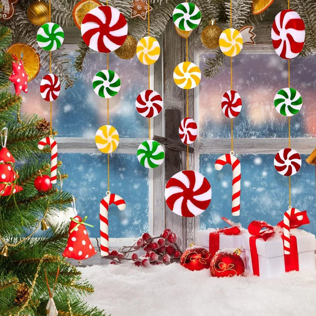 Christmas Decorations 2024 Plastic Christmas Candy Hanging Ornaments for Home Party Xmas Tree Decors New Year Navidad Supplies