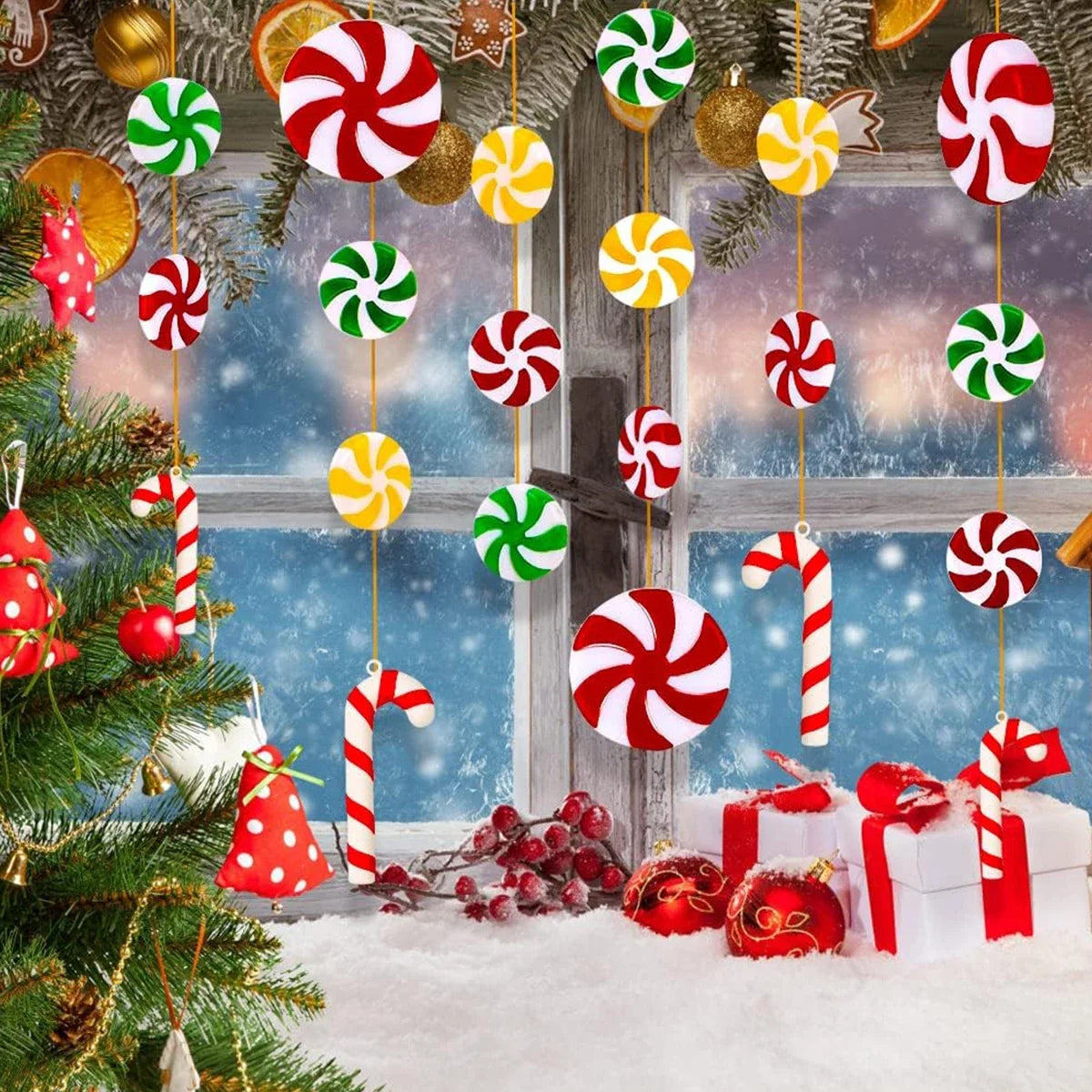 Christmas Decorations 2024 Plastic Christmas Candy Hanging Ornaments for Home Party Xmas Tree Decors New Year Navidad Supplies