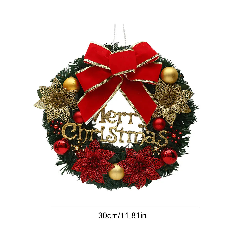 Christmas Door Decor Wreaths Realistic Hanging Wreath Garland Decoration Versatile Bow/Berry/Santa/Reindeer for Home Party Decor