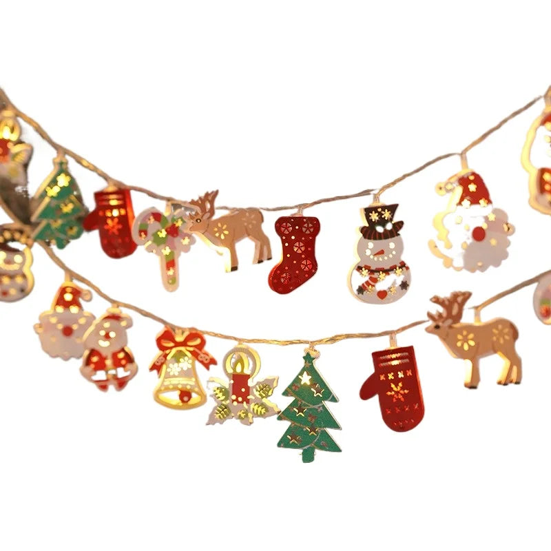 Christmas Deer Snowflake LED String Lights Battery Powered Fairy Lights Christmas Tree Ornament Decoration