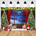 Christmas Photography Backdrop Xmas Tree Gift Toy Window Wood Door Kids Portrait Family Party Photo Background Decor Photostudio