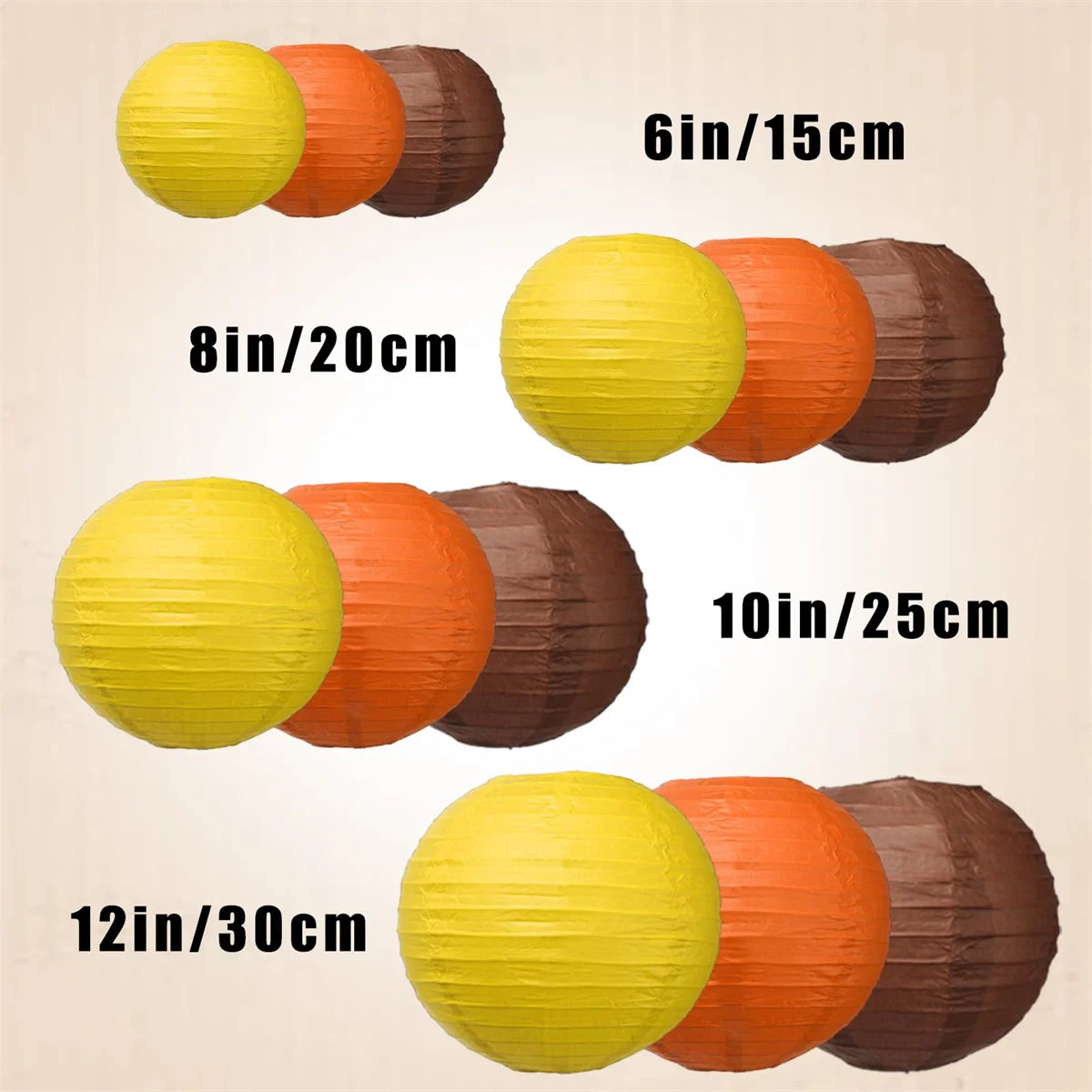 Fall Paper Lanterns Thanksgiving Autumn Party Decor Yellow Orange Brown Warm Autumn Colors for Festival Halloween Decorations