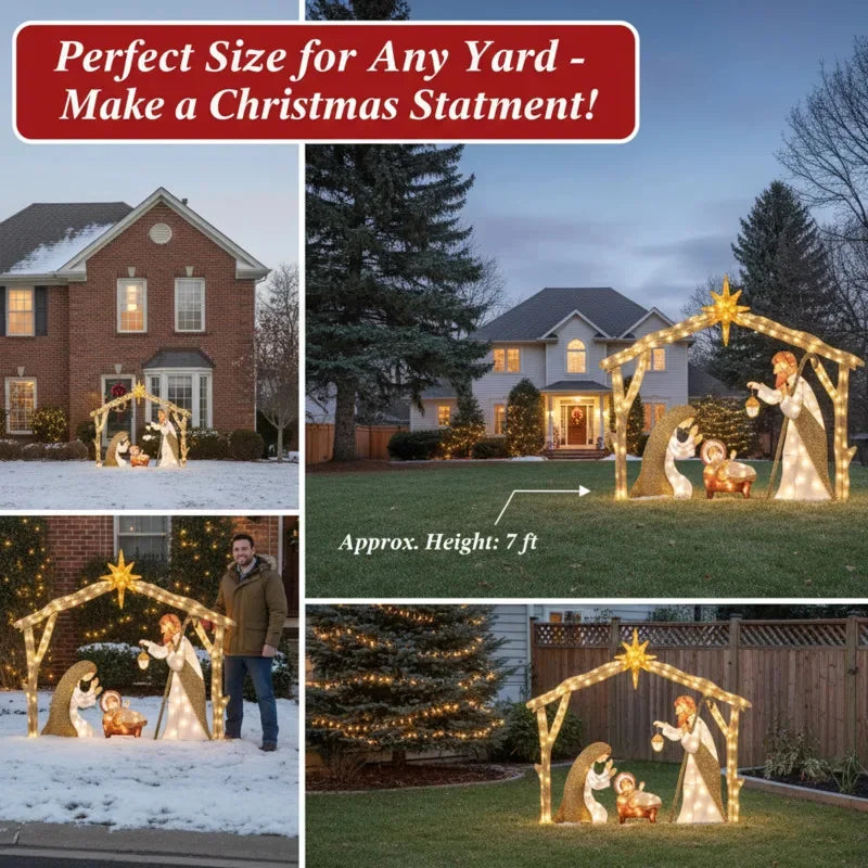 Garden Nativity Scene Decoration Christmas Ornament Christmas Easter Creative Outdoor Indoor Display Figurine Holiday Home Decor