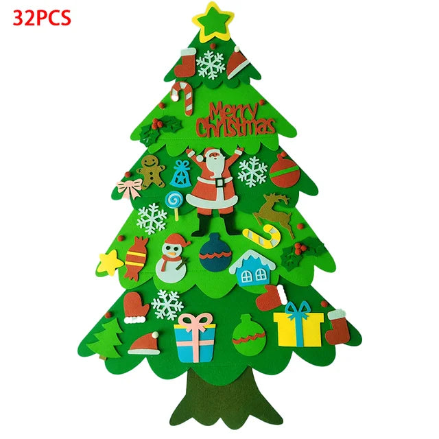 DIY Felt Christmas Tree Christmas Decoration for Home Navidad 2022 New Year Christmas Ornaments Santa Claus Xmas Kids Gifts