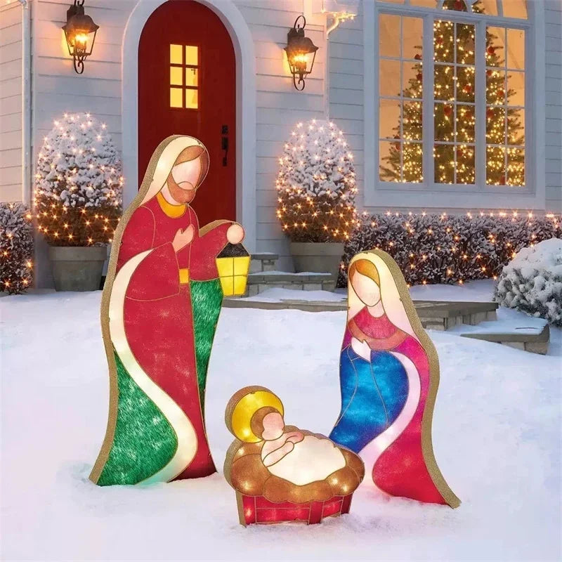 Garden Nativity Scene Decoration Christmas Ornament Christmas Easter Creative Outdoor Indoor Display Figurine Holiday Home Decor