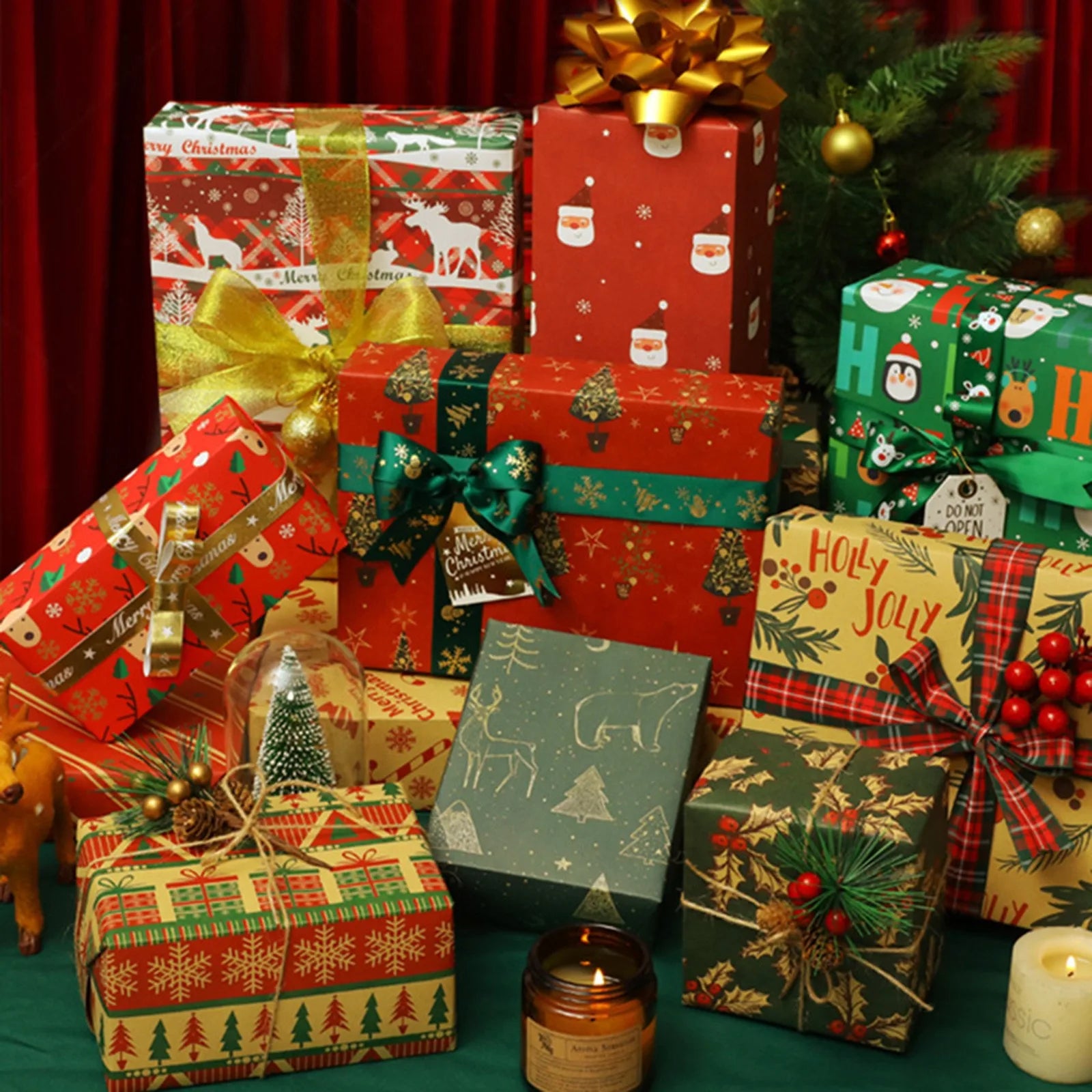 Christmas Wrapping Paper Christmas Elements Collection Single-Sided Wrapping Paper 70cmx50cm Adornos NavideñOs Christmas Decorat