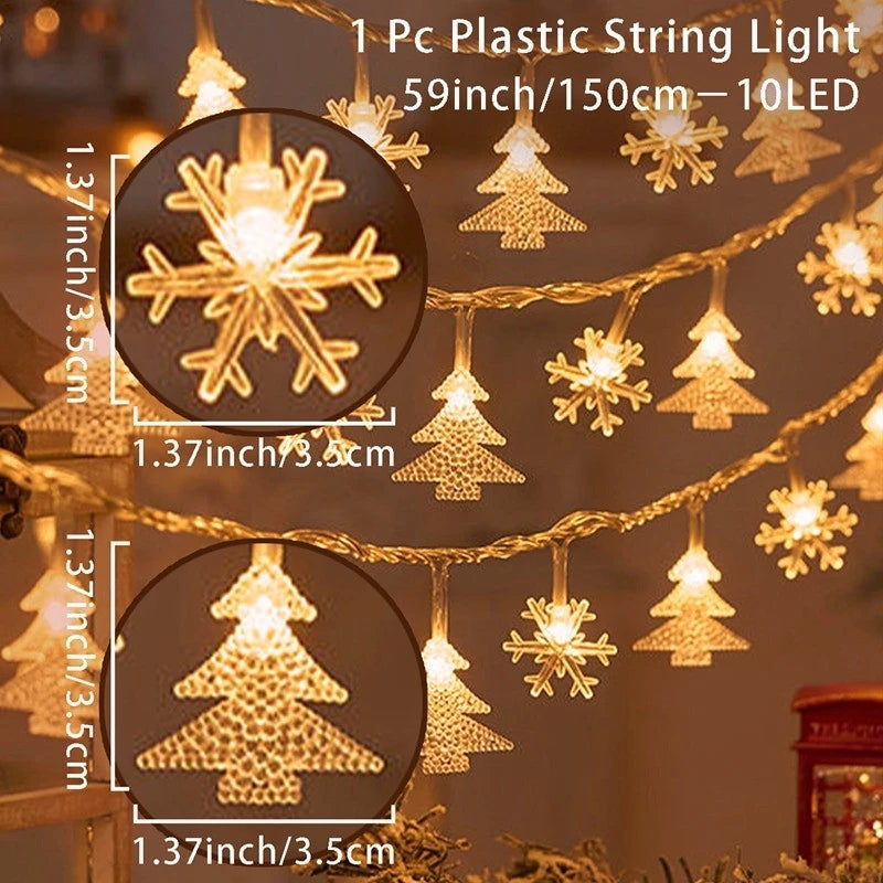 Snowman Christmas LED Garland String Light Merry Christmas Decorations For Home 2024 Xmas Tree Ornament Navidad New Year Gifts