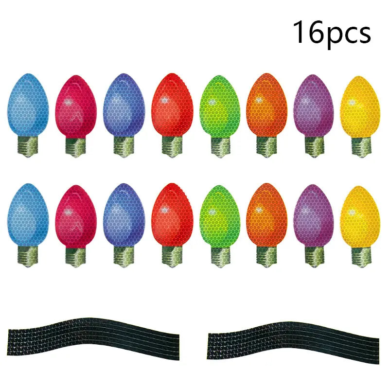 Christmas Car Refrigerator Decoration Reflective Bulb Light Shaped Magnets Stickers Magnetic Wires Ornaments Set Xmas home decor