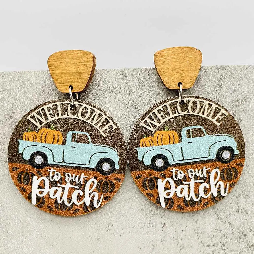 Autumn Thanksgiving Earrings Turkey Pumpkin Maple Leaf Wooden Earrings Women's Thanksgiving Festival Jewelry