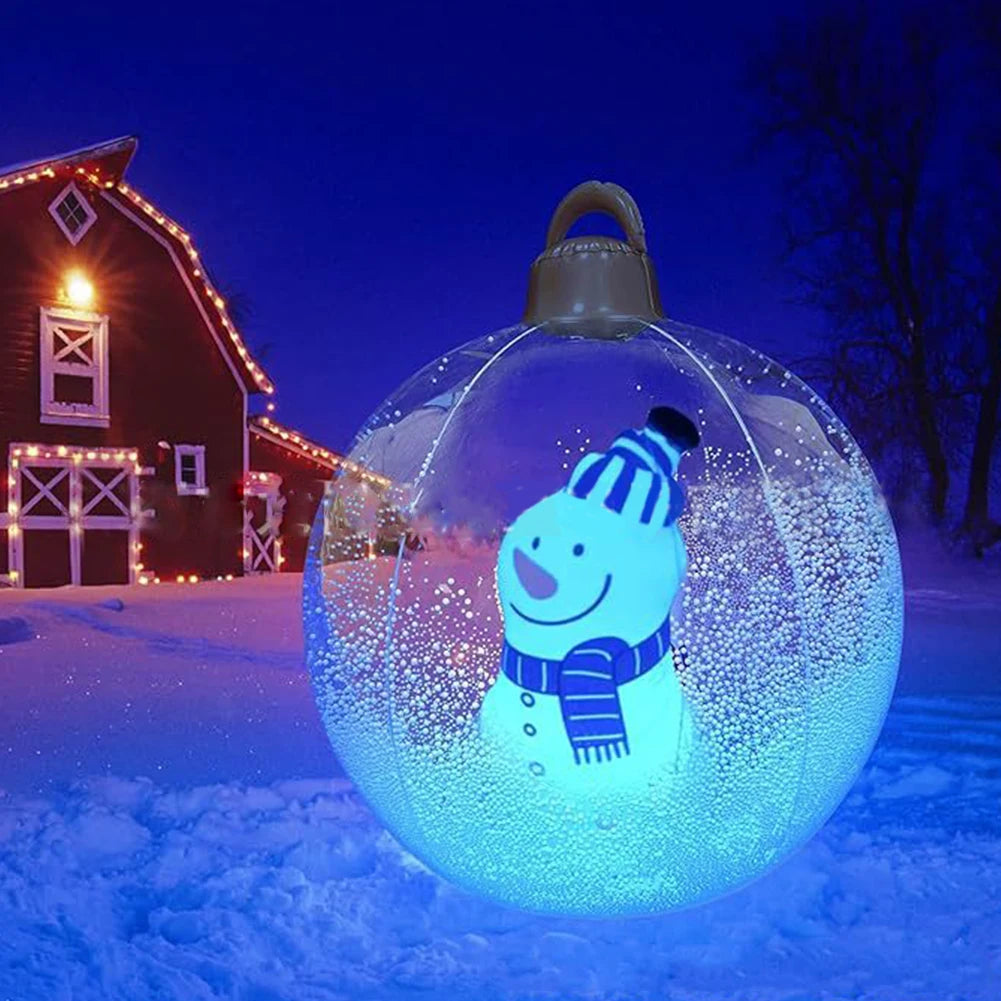 60cm Inflatable Christmas Ball With Light Santa Claus Snowman Christmas Tree Giant Big Large Christmas Balls Ornament Xmas Decor