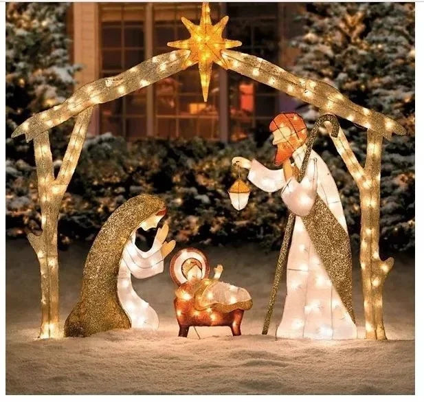 Garden Nativity Scene Decoration Christmas Ornament Christmas Easter Creative Outdoor Indoor Display Figurine Holiday Home Decor