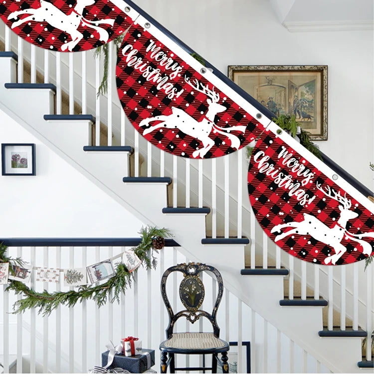Christmas Outdoor Fan-shaped Flag Banner Merry Christmas Decoration for Home 2024 Xmas Ornament Navidad Natal Noel New Year 2025