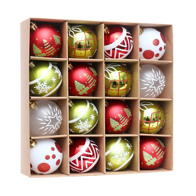 New Christmas Decorations 16 Red Green and White Ball Ornaments Christmas Tree Hanging Decorations Home Party Decorative Pieces